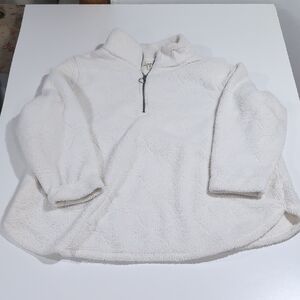 Como Blu Cozy White Fleece Cabincore Pullover 2x